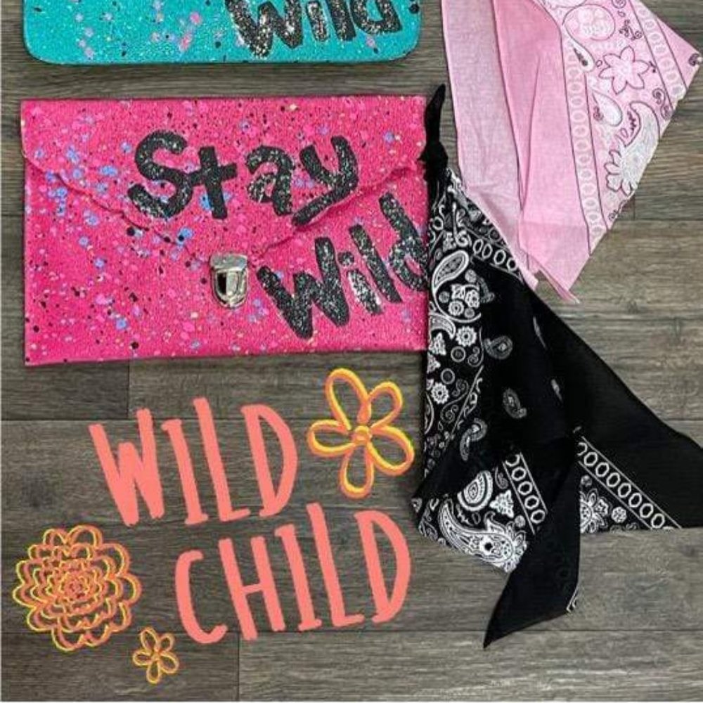 Stay Wild Paint Splatter Wristlet